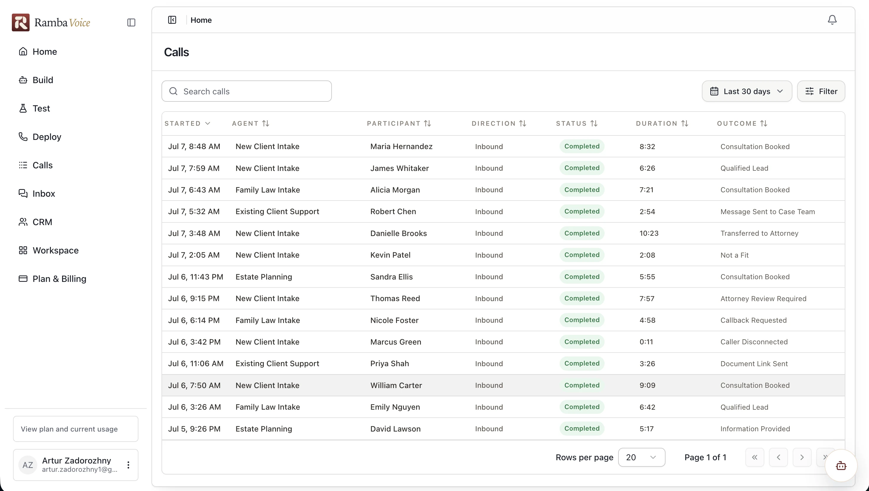 02 Call Records in Ramba Voice